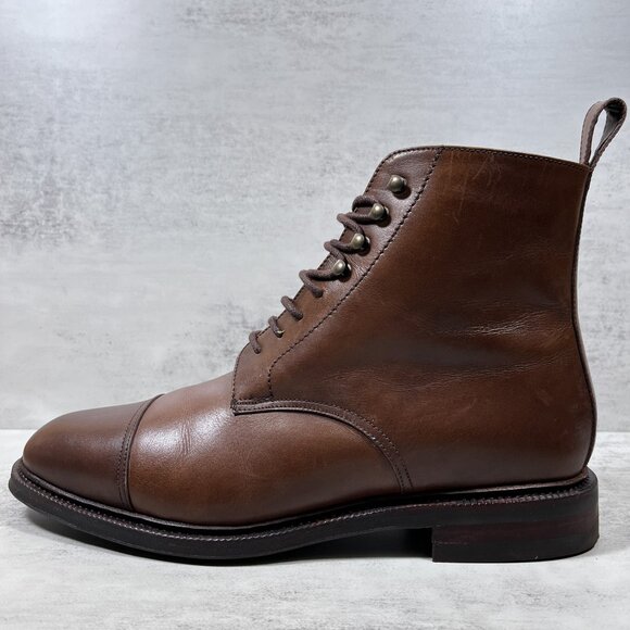 Meermin Shearling Lined Cap Toe Derby Boots - Men's Size UK 8 / US 9 - Brown - Picture 1 of 11